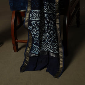 Hand block batik print maheshwari silk 3pc unstitched dress