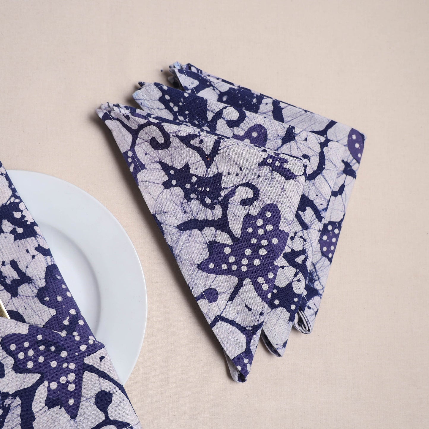 Hand block batik print table napkins (set of 4) 06