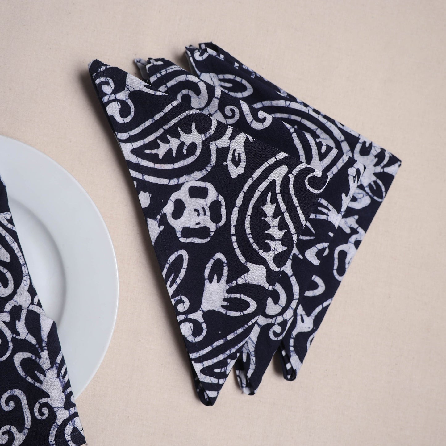 Hand block batik print table napkins (set of 4) 11