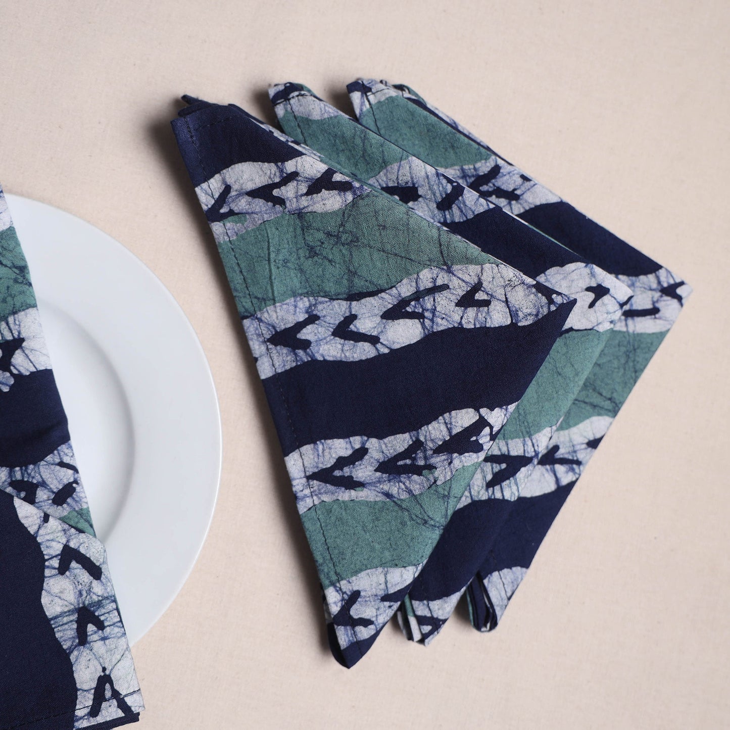 Hand block batik print table napkins (set of 4) 15