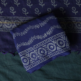 Hand block jaipur print cotton 3pc unstitched dress