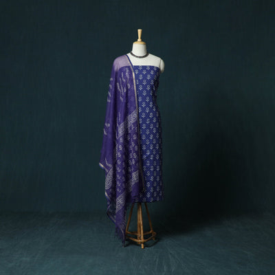 Hand block jaipur print cotton 3pc unstitched dress