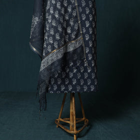 Hand block jaipur print cotton 3pc unstitched dress