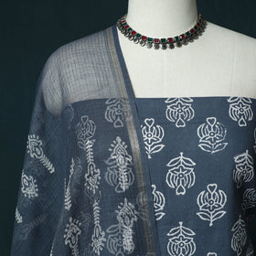 Hand block jaipur print cotton 3pc unstitched dress