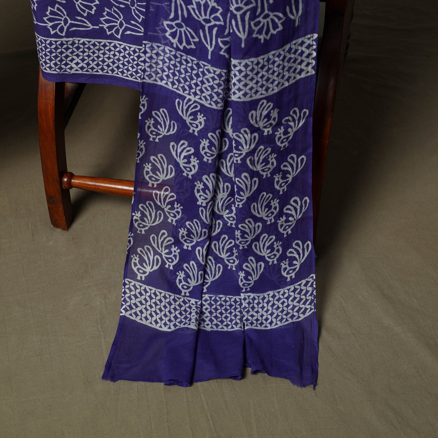 Hand block jaipur print cotton 3pc unstitched dress