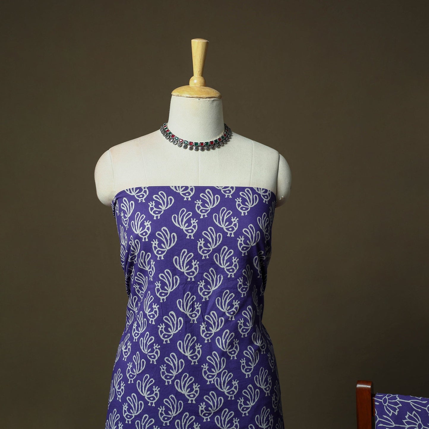 Hand block jaipur print cotton 3pc unstitched dress