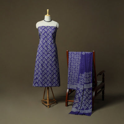 Hand block jaipur print cotton 3pc unstitched dress