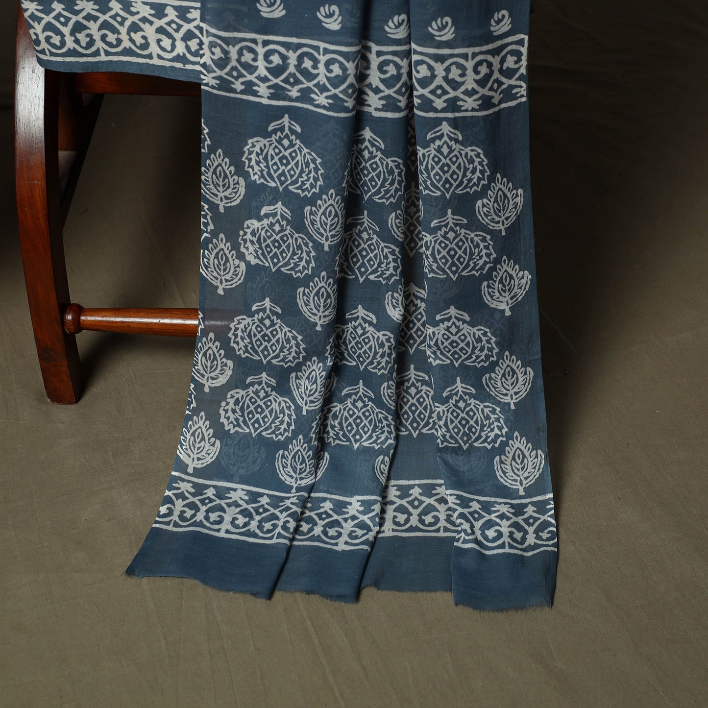 Hand block jaipur print cotton 3pc unstitched dress
