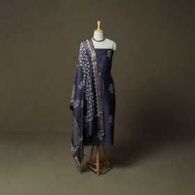 Hand block jaipur print maheshwari silk handloom 3pc