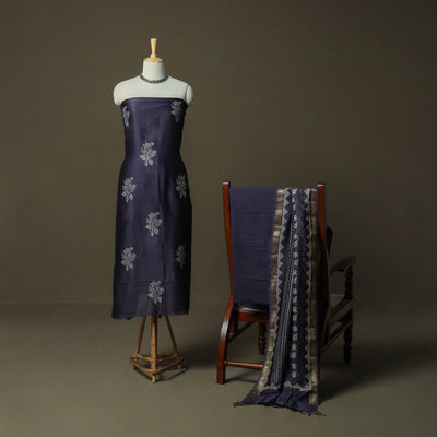 Hand block jaipur print maheshwari silk handloom 3pc