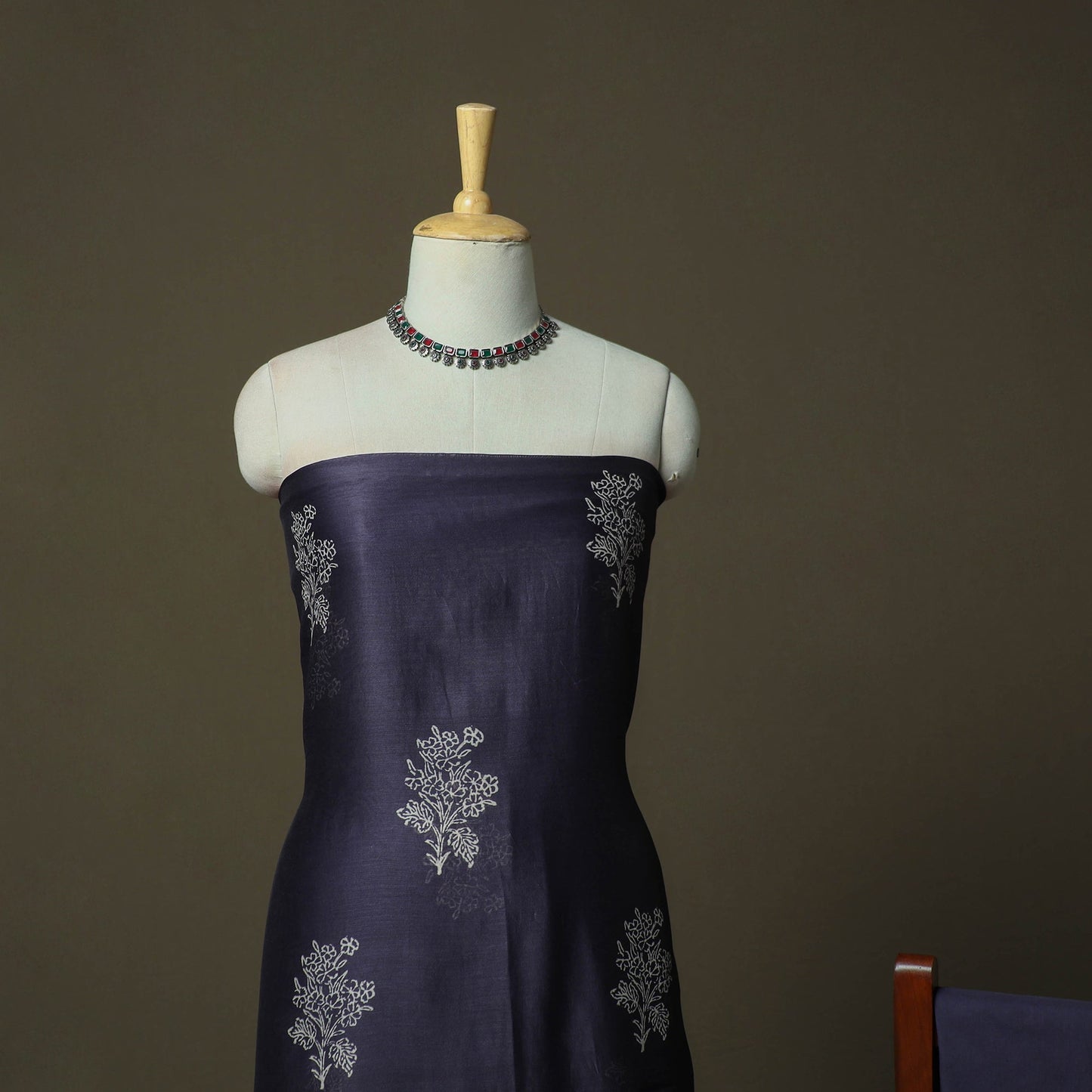Hand block jaipur print maheshwari silk handloom 3pc