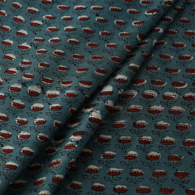 Hand Block Print Chanderi Silk Blue Jahota Fabric