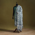 Hand chanderi silk sanganeri floral dupatta 41 - handcrafted