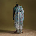 Hand chanderi silk sanganeri floral dupatta 50 - handcrafted