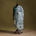 Hand chanderi silk sanganeri floral dupatta 51 - handcrafted