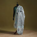 Hand chanderi silk sanganeri floral dupatta 56 - handcrafted