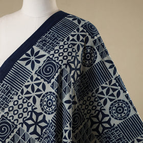 Blue - hand cotton indigo bagru fabric 01 - handcrafted