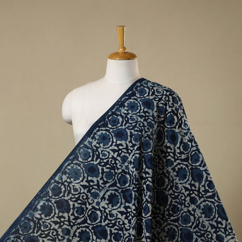 Blue - hand cotton indigo bagru fabric 06 - handcrafted