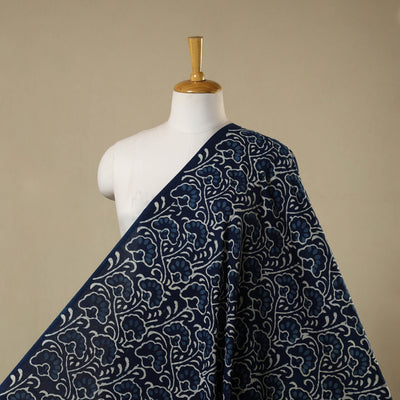 Blue - hand cotton indigo bagru fabric 08 - handcrafted