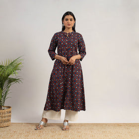 Buy Blue Hand Block Print Cotton A-Line Ajrakh Kurta