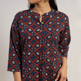 Buy Blue Hand Block Print Cotton A-Line Ajrakh Kurta