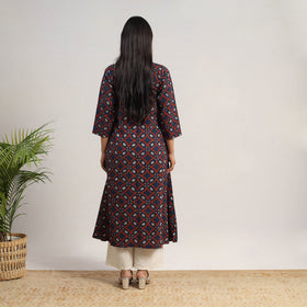 Buy Blue Hand Block Print Cotton A-Line Ajrakh Kurta