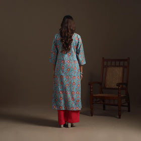 Hand cotton a-line sanganeri kurta for women 01