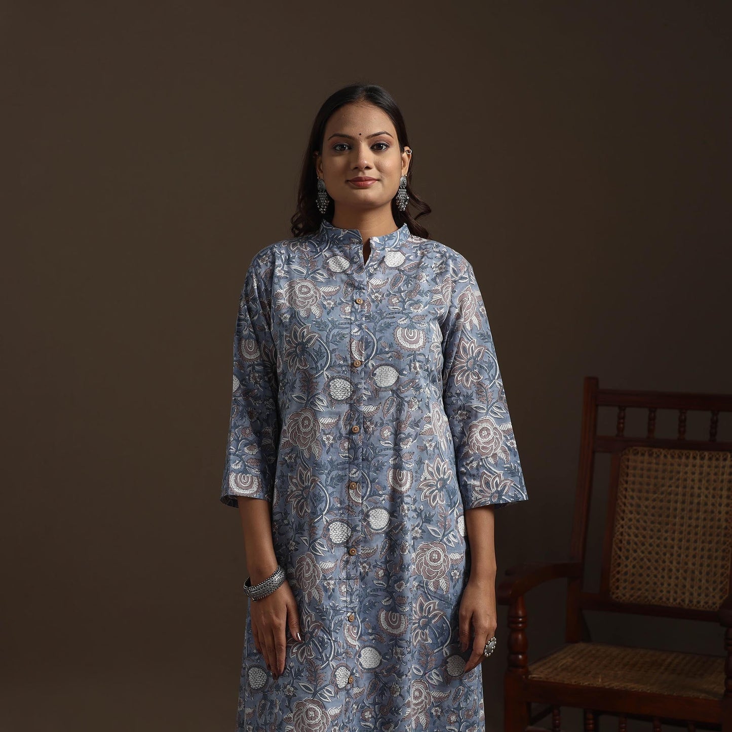 Hand cotton a-line sanganeri kurta for women 05