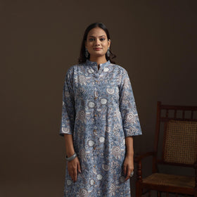 Hand cotton a-line sanganeri kurta for women 05