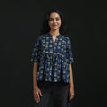 Hand block print cotton natural dyed ajrakh crop top 03