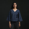Hand block print cotton natural dyed angrakha ajrakh crop