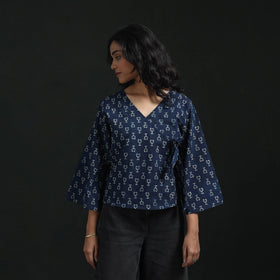 Hand block print cotton natural dyed angrakha ajrakh crop