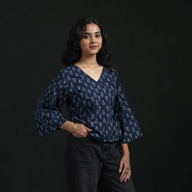 Hand block print cotton natural dyed angrakha ajrakh crop