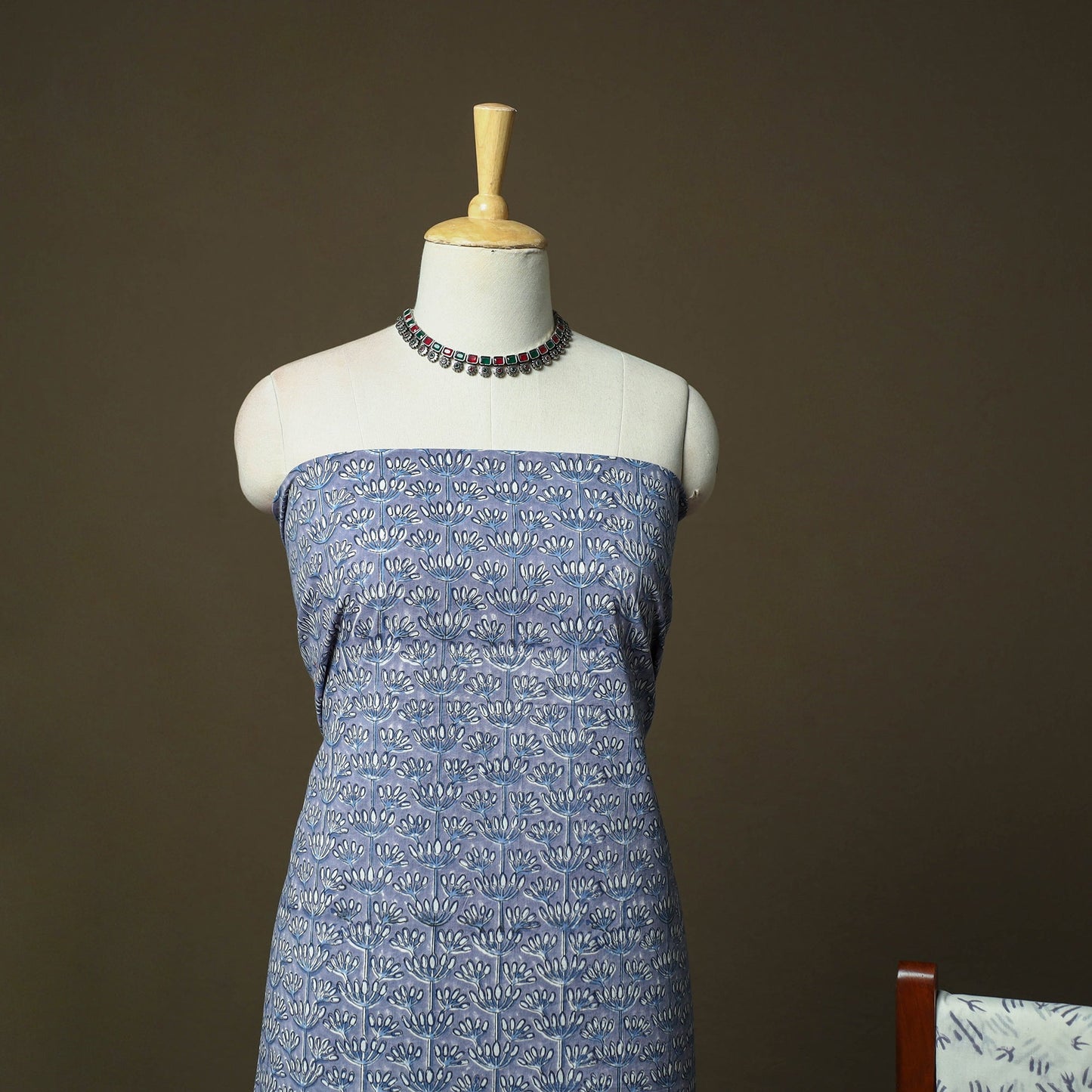 Hand block print cotton sanganeri 3pc unstitched dress