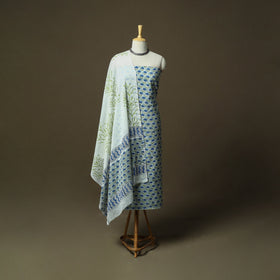 Hand block print cotton sanganeri 3pc unstitched dress