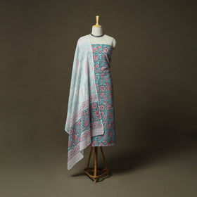 Hand block print cotton sanganeri 3pc unstitched dress