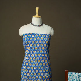 Hand block print cotton sanganeri 3pc unstitched dress