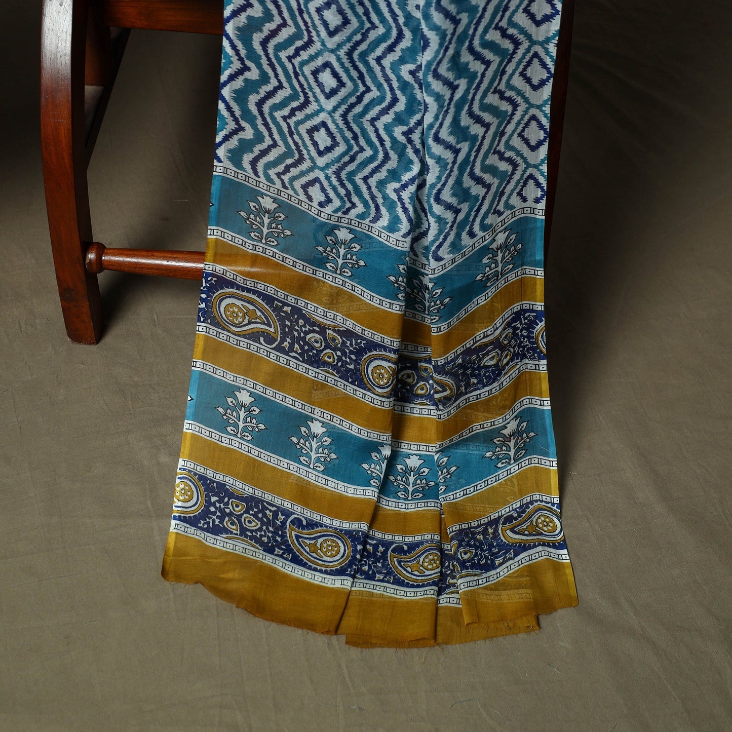 Hand block print cotton sanganeri 3pc unstitched dress