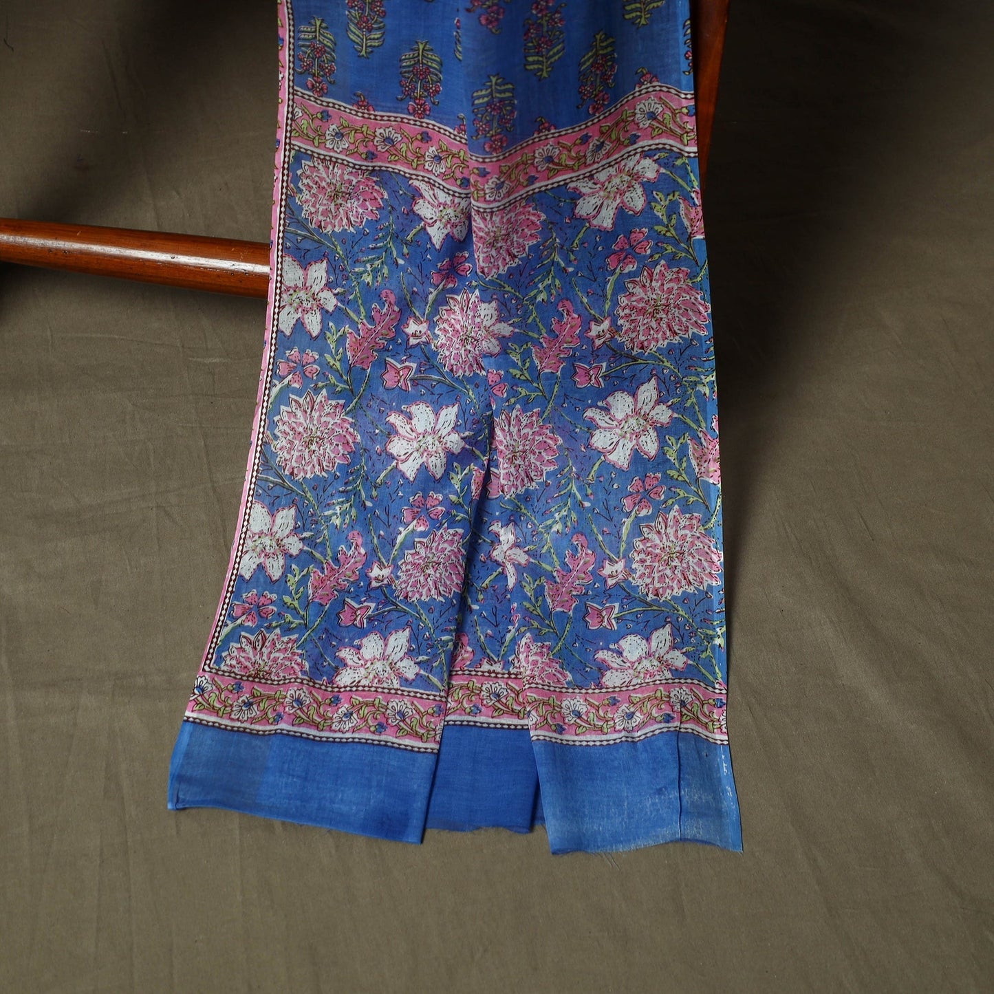 Hand block print cotton sanganeri 3pc unstitched dress
