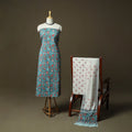 Hand block print cotton sanganeri 3pc unstitched dress