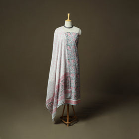Hand block print cotton sanganeri 3pc unstitched dress