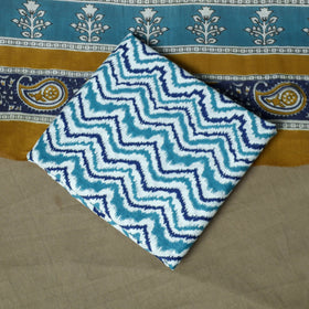 Hand block print cotton sanganeri 3pc unstitched dress