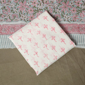 Hand block print cotton sanganeri 3pc unstitched dress