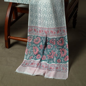 Hand block print cotton sanganeri 3pc unstitched dress