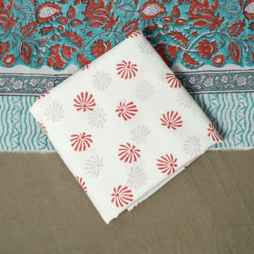 Hand block print cotton sanganeri 3pc unstitched dress