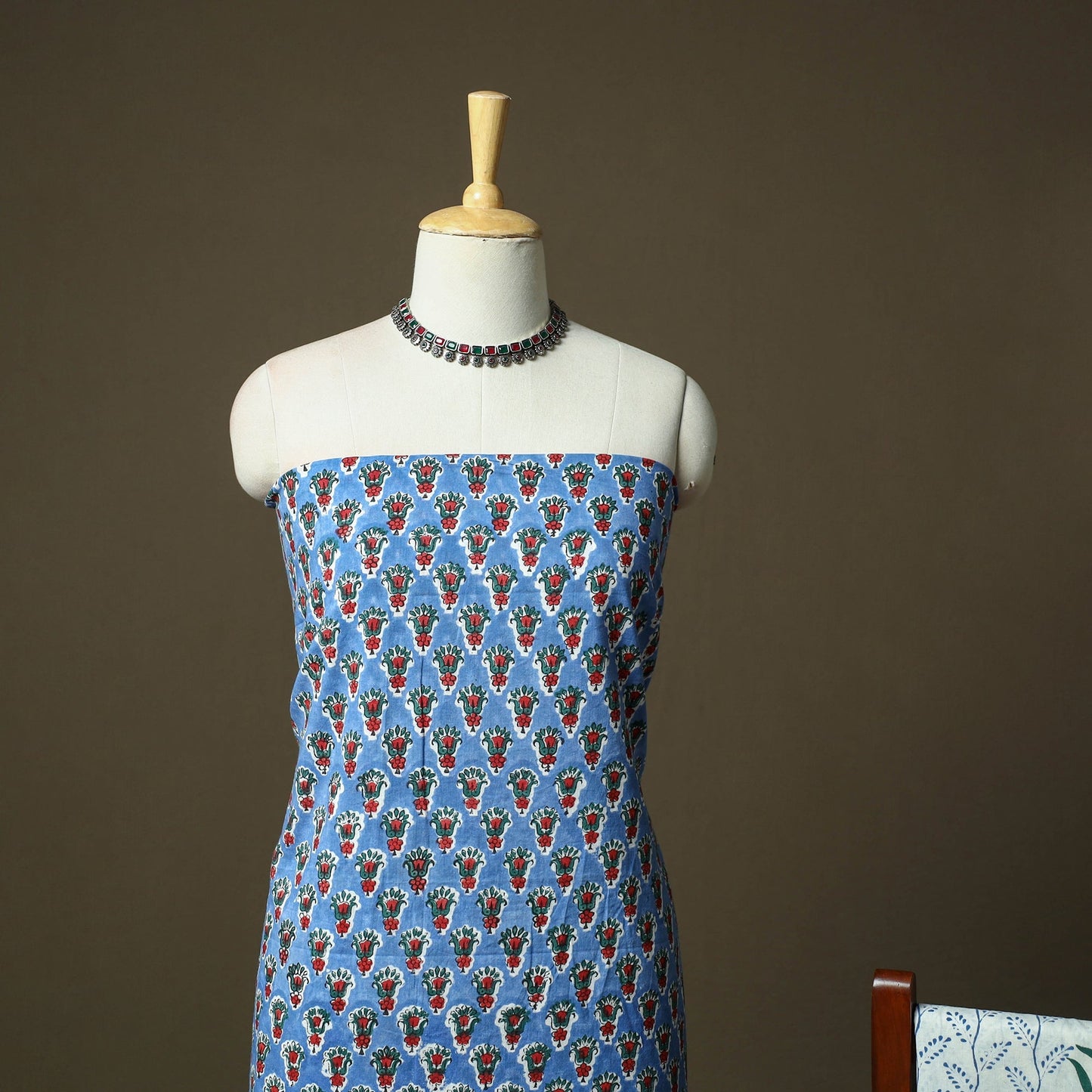 Hand block print cotton sanganeri 3pc unstitched dress