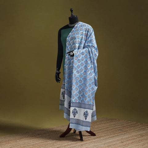 Hand cotton sanganeri floral dupatta 16 - handcrafted