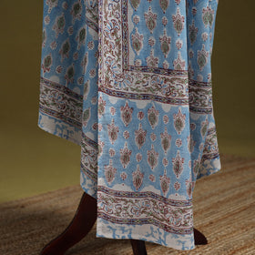 Hand cotton sanganeri floral dupatta 18 - handcrafted