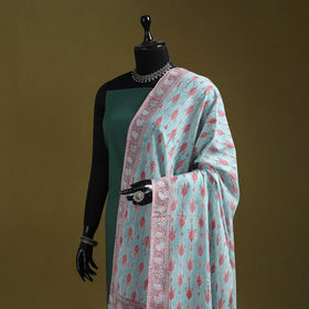 Hand cotton sanganeri floral dupatta 27 - handcrafted