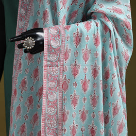 Hand cotton sanganeri floral dupatta 27 - handcrafted